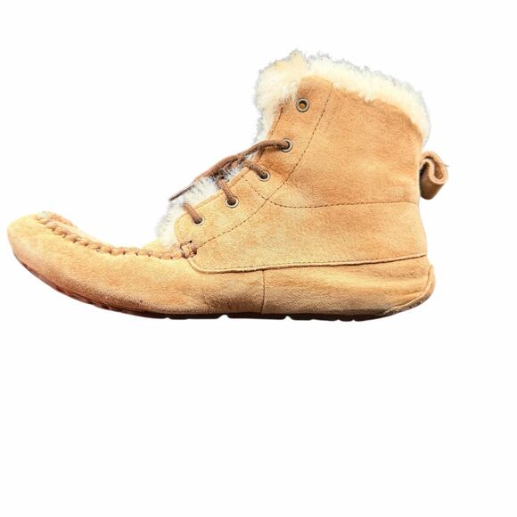 UGG Chickaree Suede Shearling Moccasin Boots Chestnut Women’s Size 8 - Picture 12 of 15